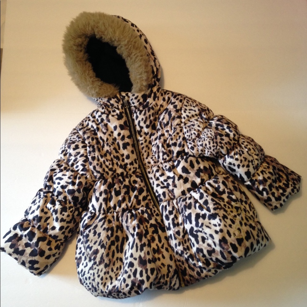 Pistachio Leopard Print Puffer Coat Size 3T